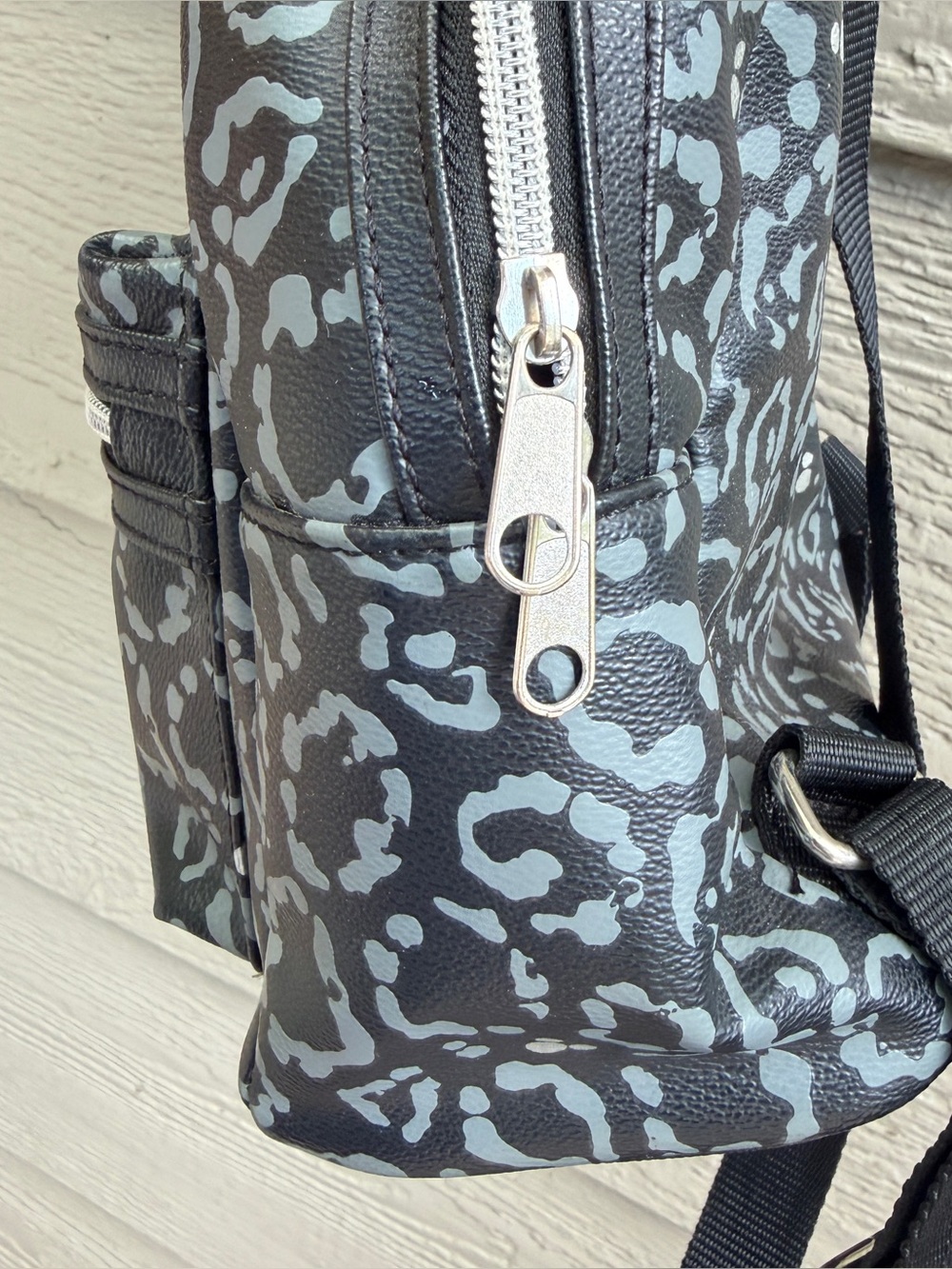 Disney Parks Animal Kingdom Black Leopard Print Icon Mini Backpack Hidden Mickey - Picture 6 of 16